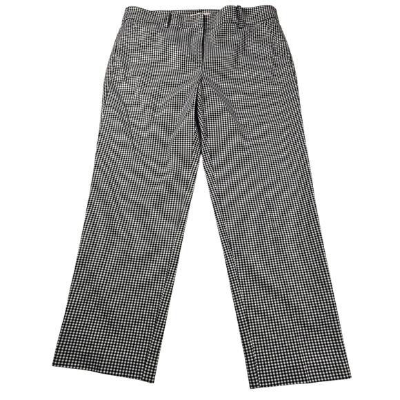 Loft size 8 gingham black white business career casual pants EUC straight leg - Picture 2 of 8